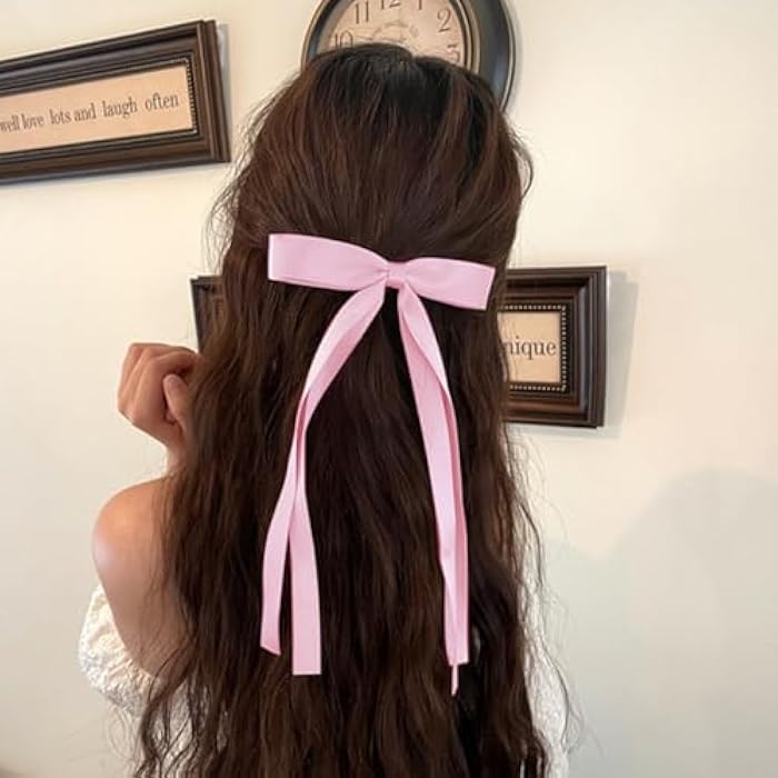 Hideya 6 Pieces Silk Satin Hair Bows Clip Hair Band Ponytail Holder Accessories Metal Clips for Women Girls Toddlers Teens Children - Image 5